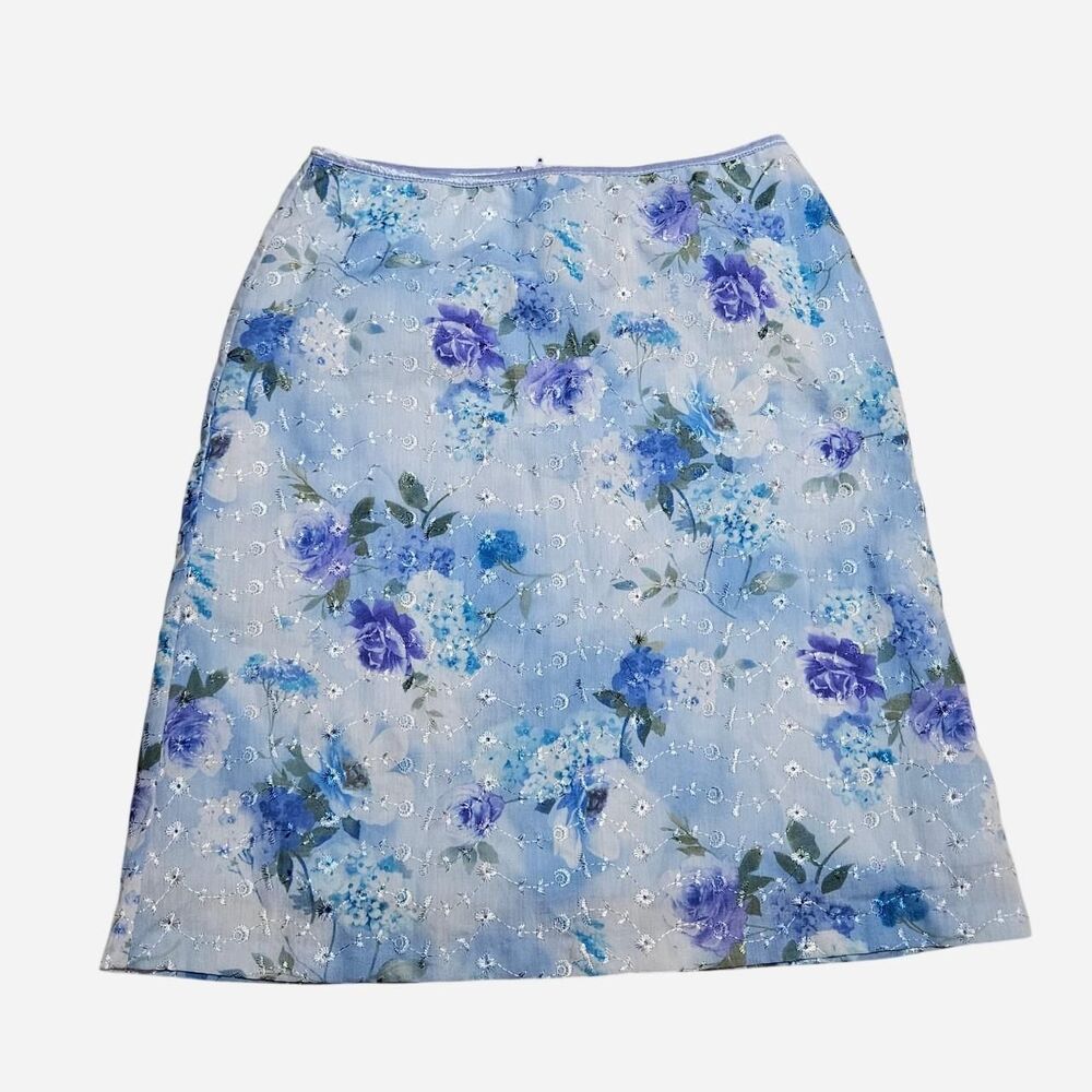 y2k fairy boho blue floral skirt